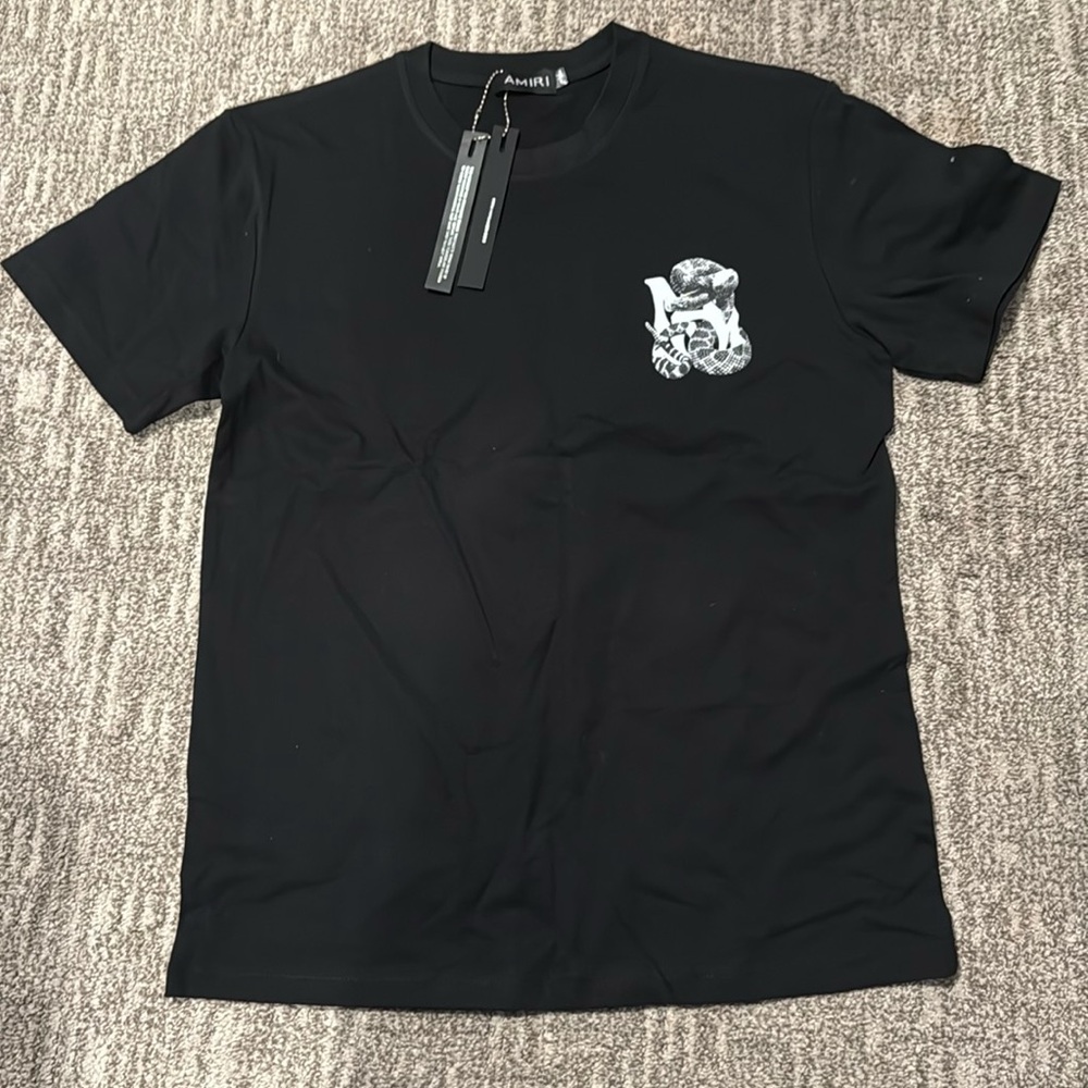 Amiri Snake Black T Shirt Designer Tee Men’s Medium Rattlesnake Double Sided